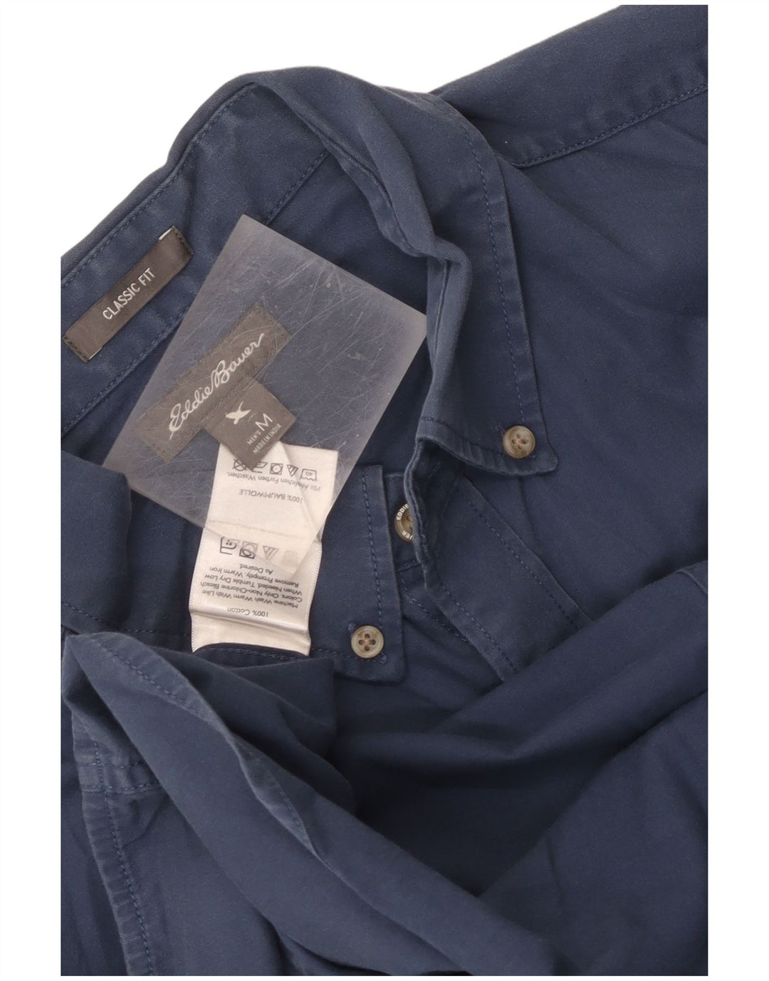 Мужская рубашка классического кроя Eddie Bauer среднего размера, темно-синяя, хлопковая