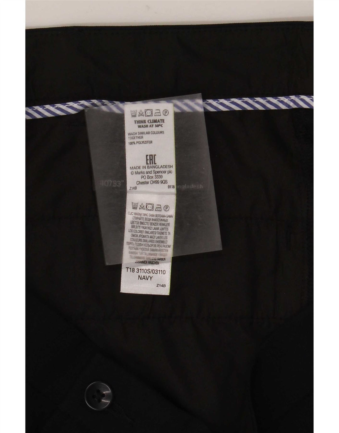 Marks & Spencer Herre Slim Chino Bukser W40 L33 Marineblå Polyester