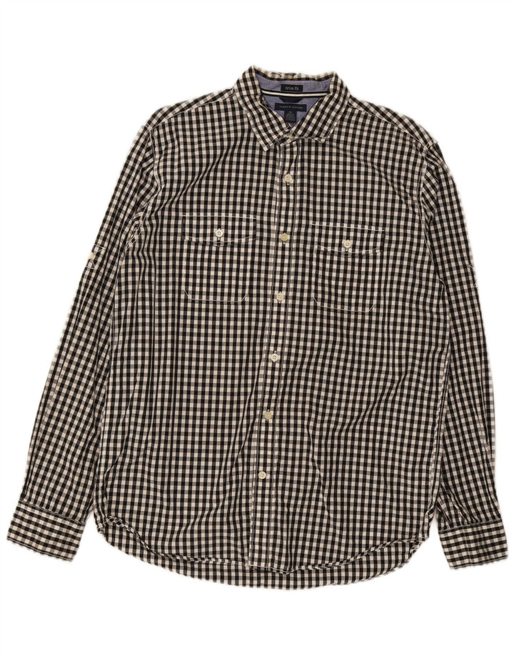 Camicia da uomo con vestibilità rifinita Tommy Hilfiger, cotone a quadretti nero medio