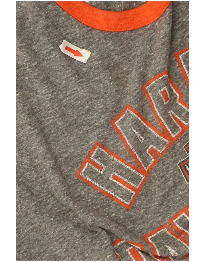 Harley Davidson Womens Graphic Top 3/4 Sleeve UK 16 Large Grey Colourblock