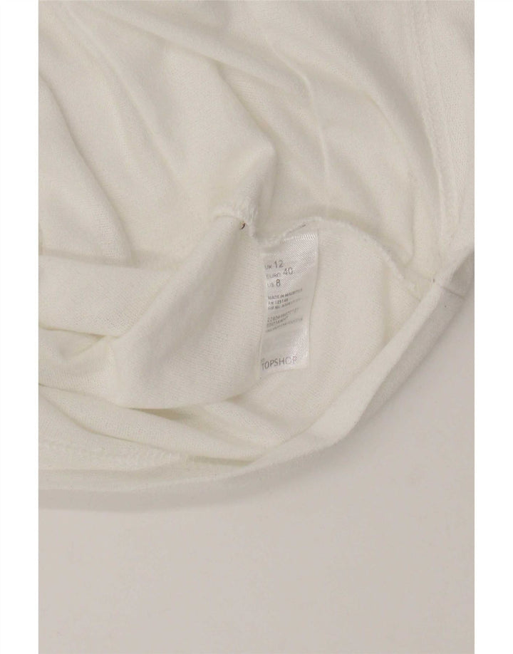 Topshop Womens Crop T-Shirt Top UK 12 Medium White Polyester