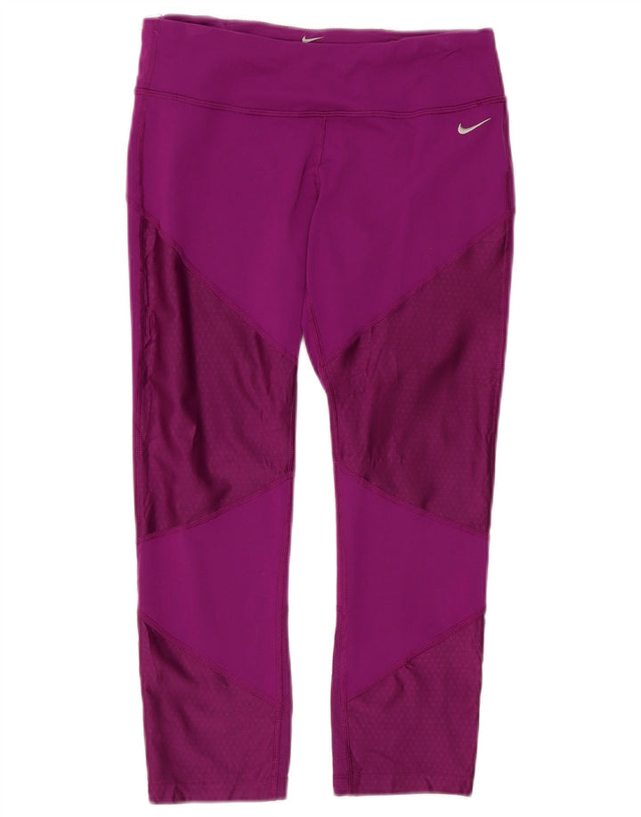 Nike Womens Capri Leggings UK 12 Medium Purple Colourblock Nylon