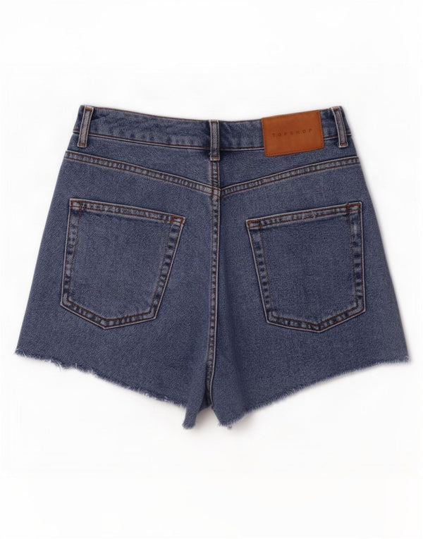 Topshop Damen Mom Denim Shorts UK 10 Small W26 Blaue Baumwolle