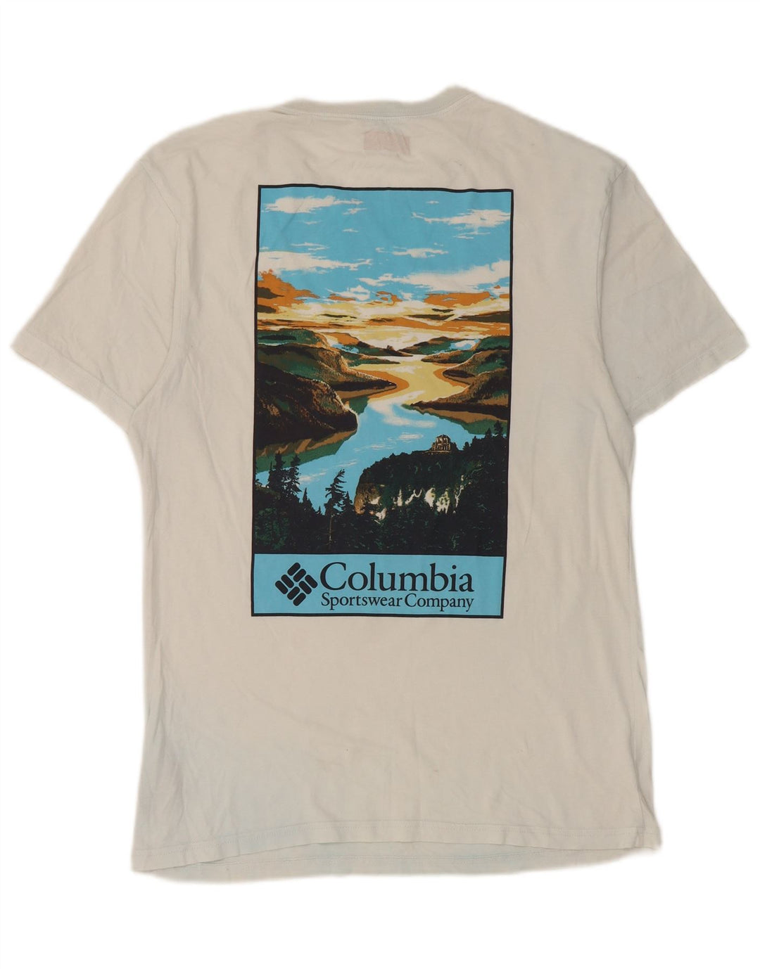 Columbia Mens Graphic T-Shirt Top Small White Cotton