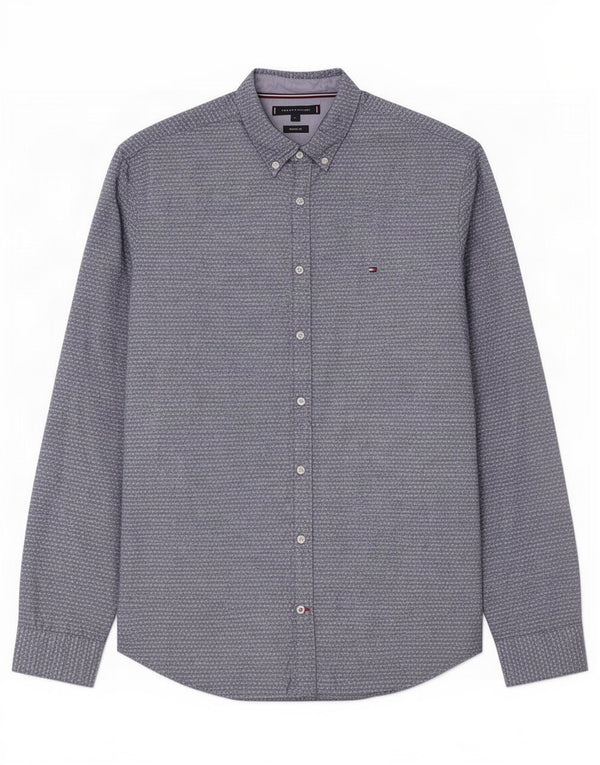 Tommy Hilfiger Mens Regular Fit Shirt Large Blue Spotted Cotton