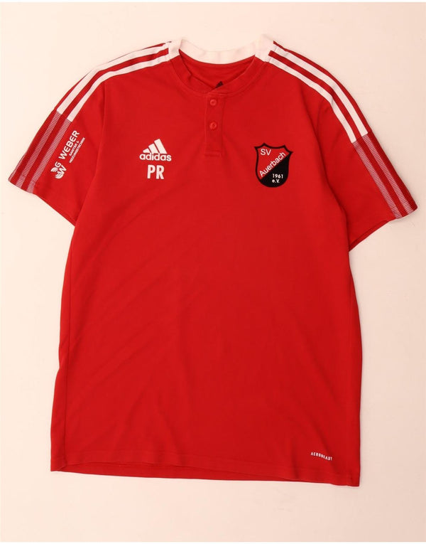 Adidas Herre Aeroready Grafisk T-Shirt Top Medium Rød Colourblock Bomuld