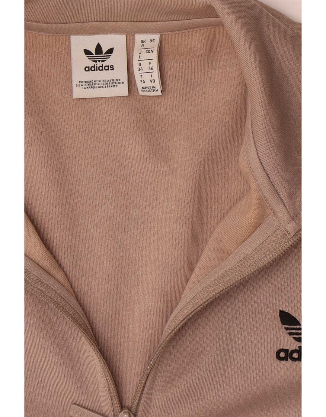 Adidas Womens Oversized Tracksuit Top Jacket UK 8 Small Beige Polyester