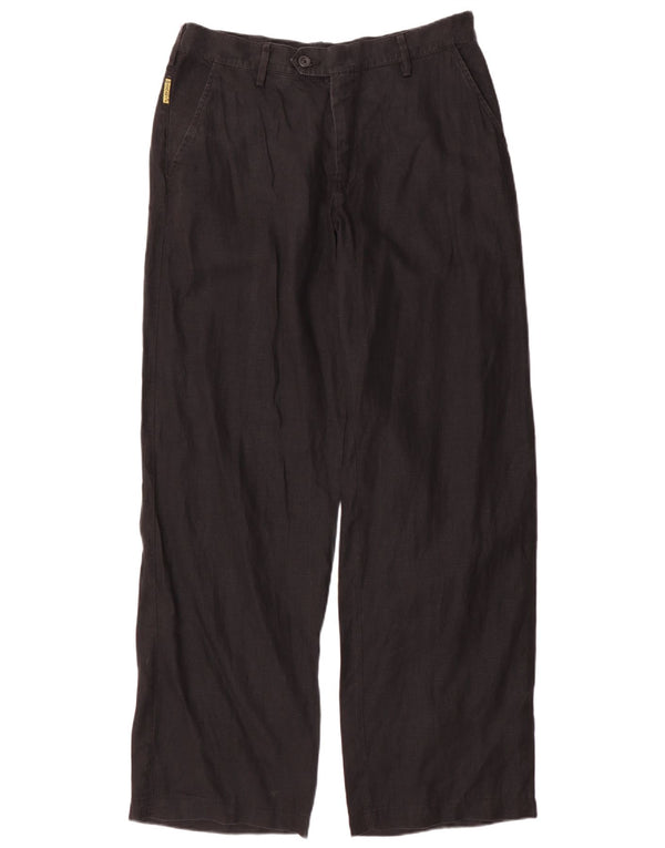 Armani Mens Straight Suit Trousers UK 40 Medium W34 L33 Black Linen