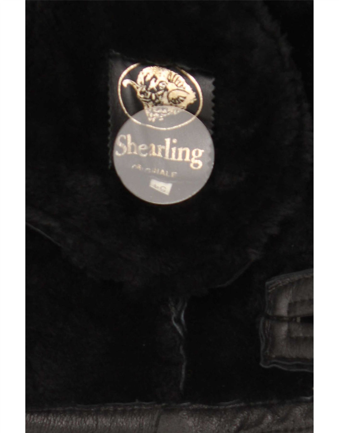 Vintage hombres shearling chaqueta IT 54 2XL negro shearling