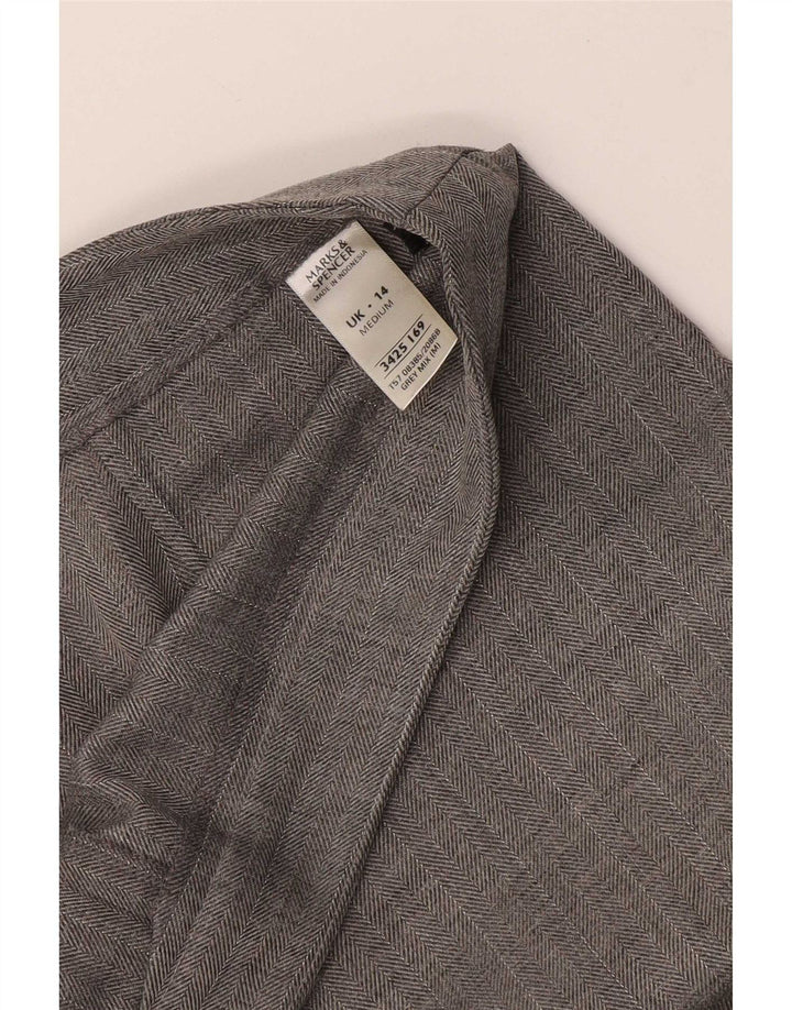 Marks & Spencer Womens Suit Trousers UK 14 Medium W32 L28 Grey Herringbone