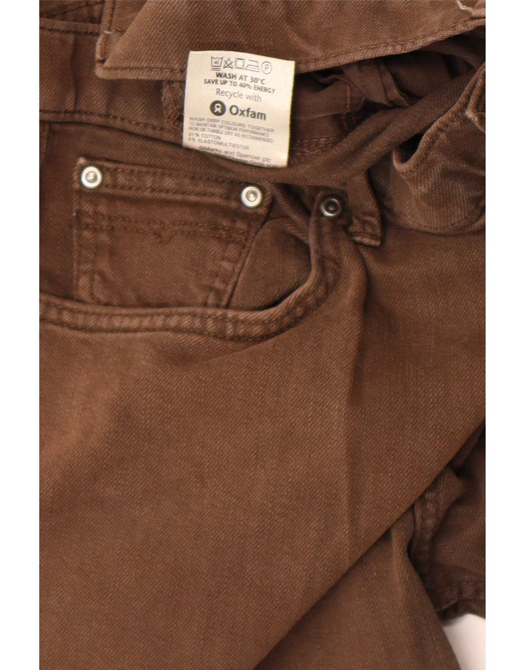 Marks & Spencer Womens Blue Harbour Straight Jeans W36 L31 Brown Cotton