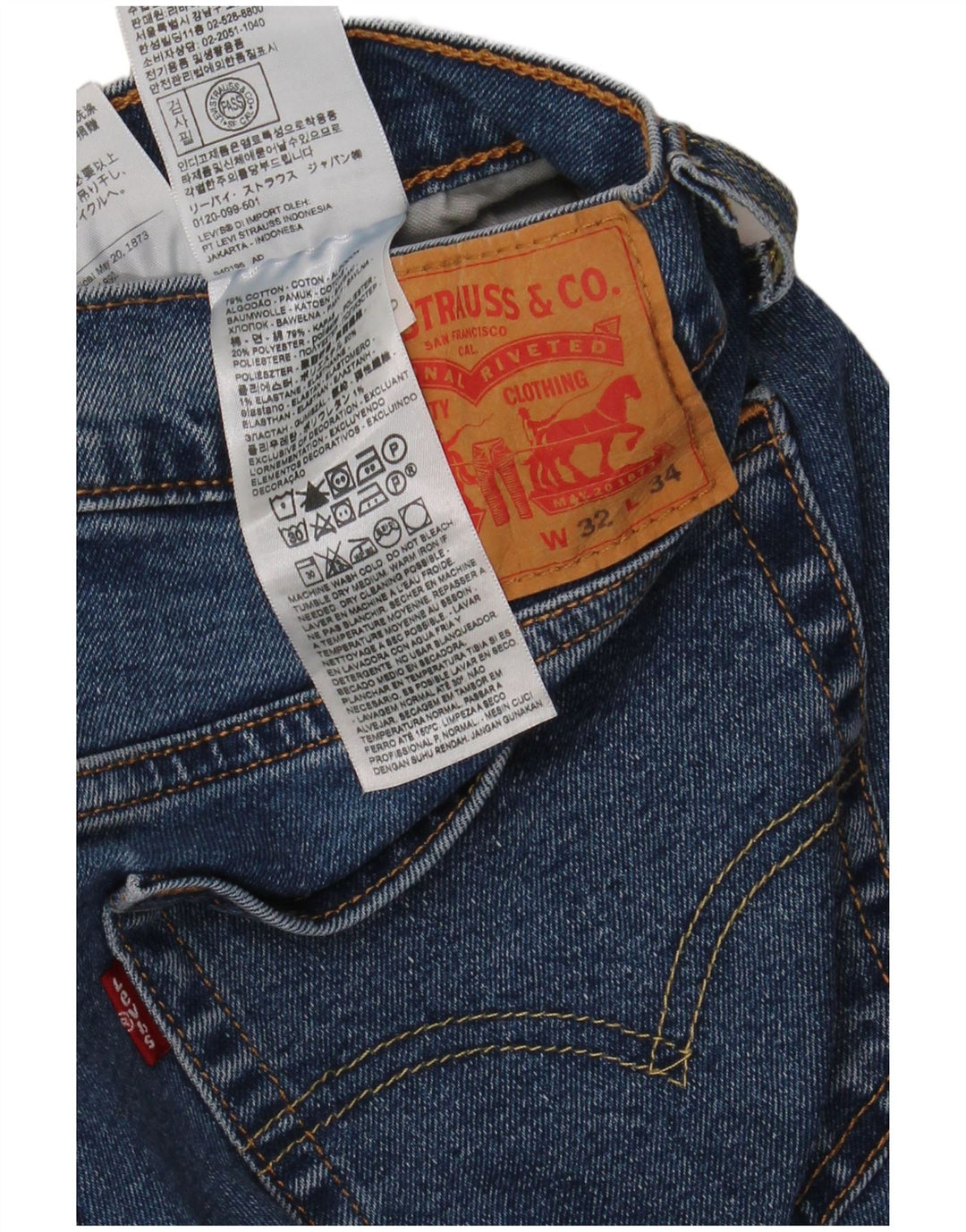 Levi's Herre 511 Slim Jeans W32 L34 Blå Bomuld