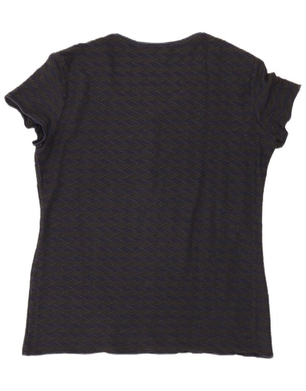Женская футболка Emporio Armani Top IT 52 2XL Темно-синяя с геометрическим рисунком