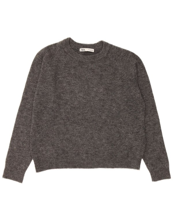 Zara Dame Jumper Sweater UK 14 Medium Grå Nylon