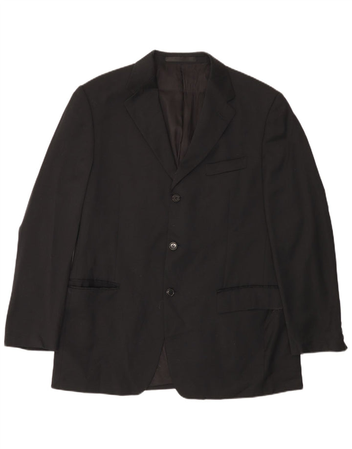 MARKS & SPENCER Herren-Blazerjacke mit 3 Knöpfen, UK 38, Mittelschwarz, Schurwolle