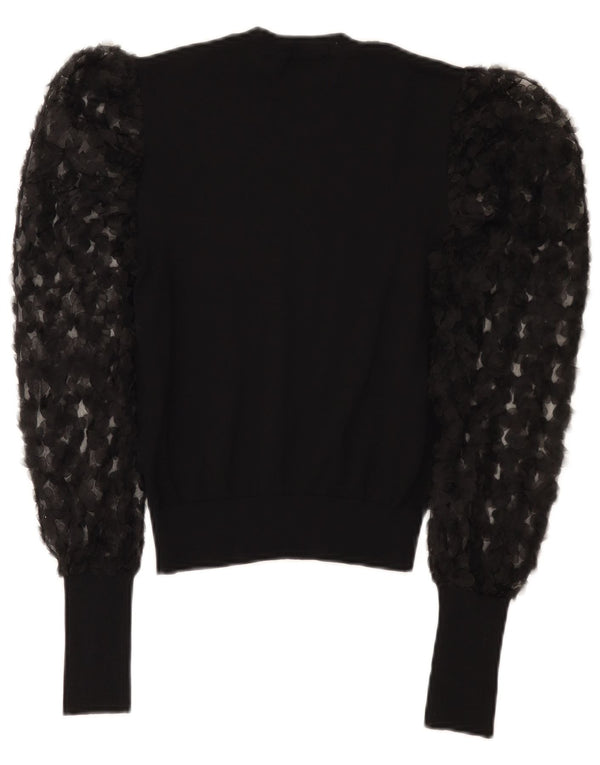 Crop Top pentru femei Zara cu mânecă lungă UK 8 Mic Negru Floral