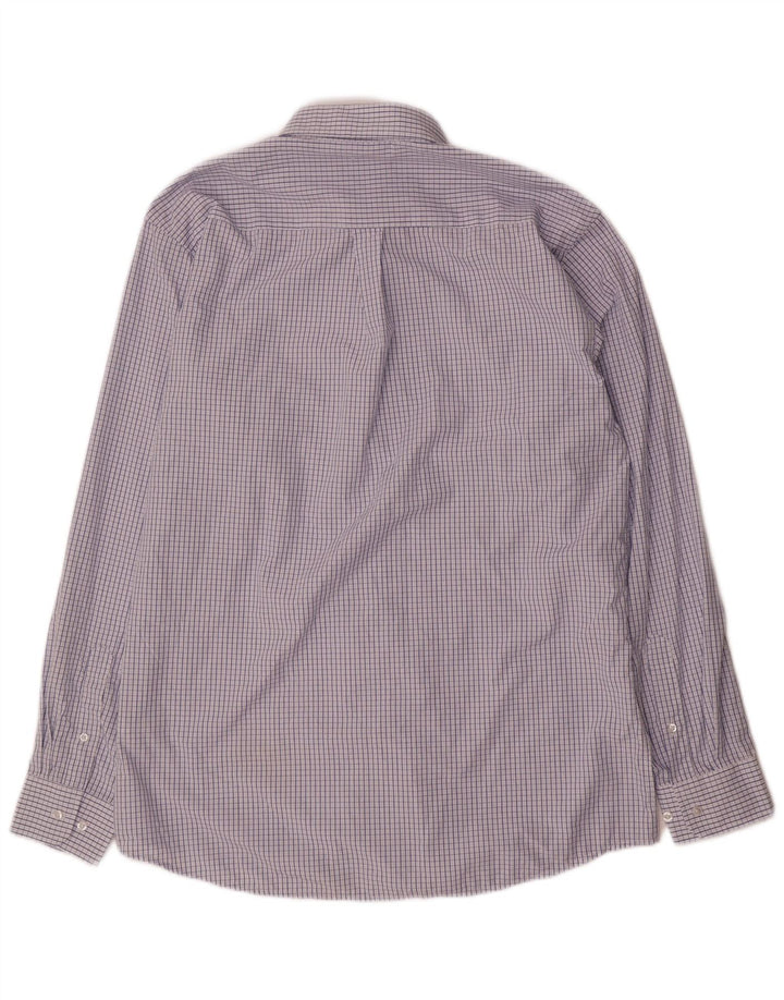 Chaps Herren-Hemd mit normaler Passform, Größe 16 16,5, große blaue Gingham-Viskose