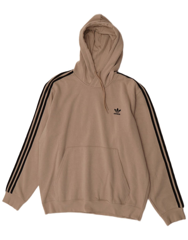 Adidas Mens Hoodie Jumper XL Beige Cotton