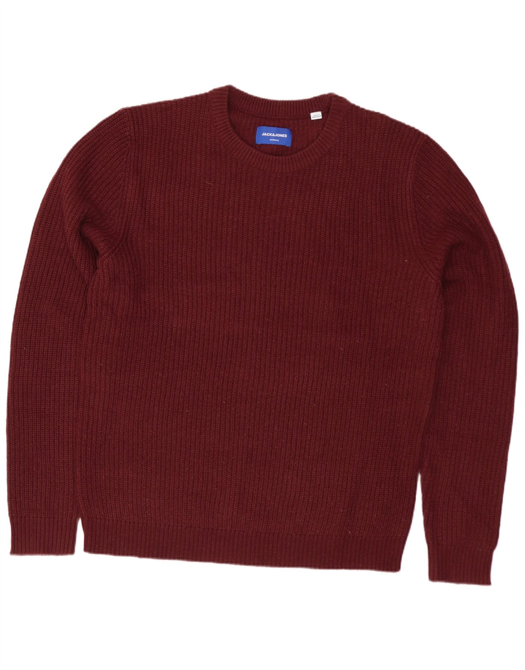 Jack & Jones Mens Crew Neck Jumper Sweater Medium Burgundy Acrylic