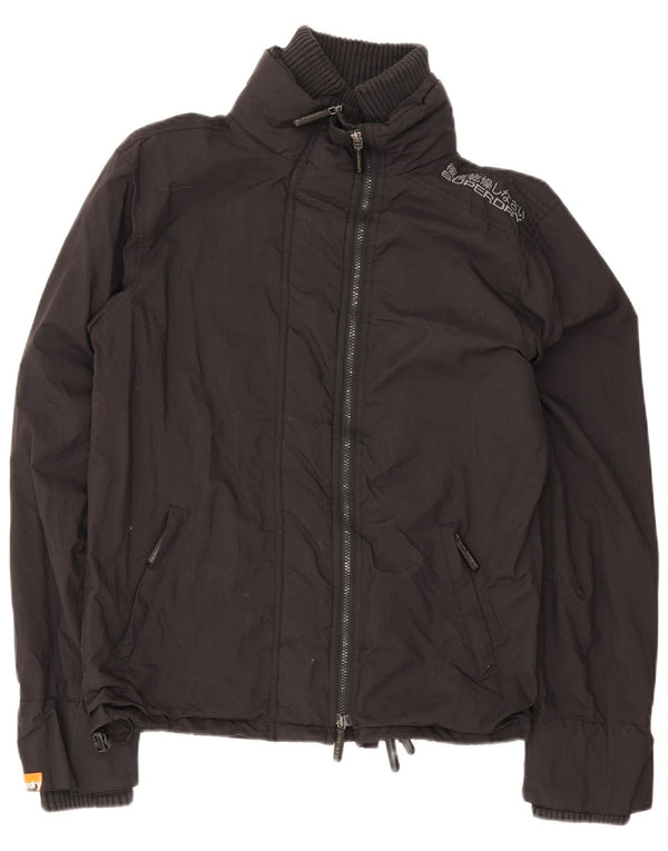 Superdry Damen Regenjacke UK 16 Large Schwarz Nylon