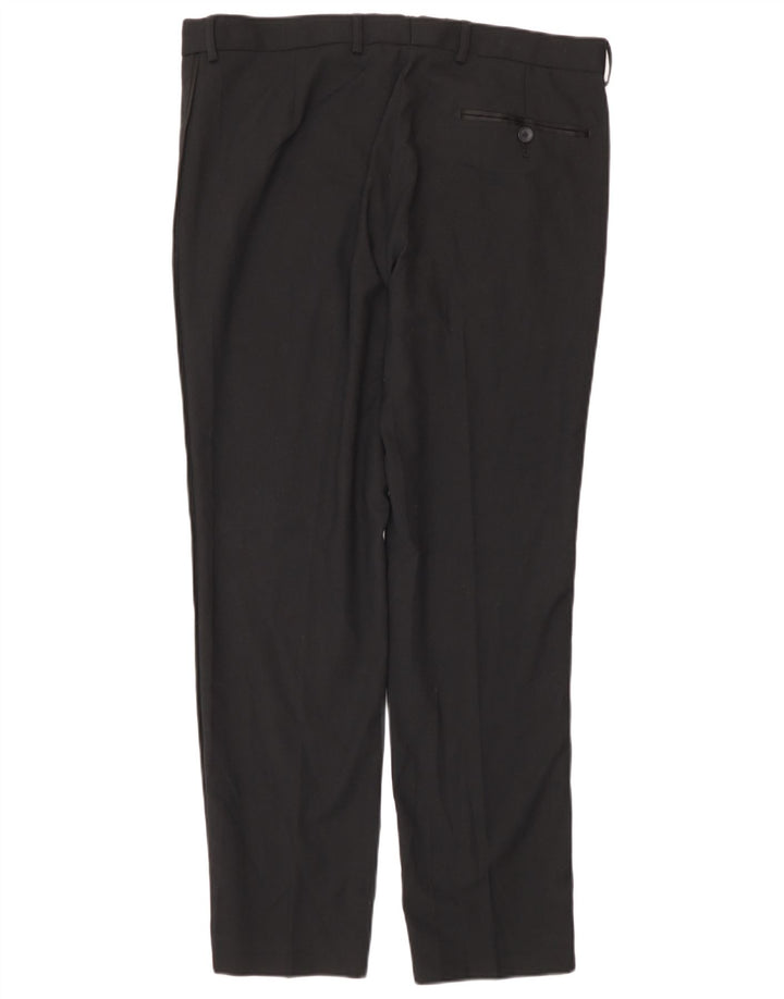 Marks & Spencer Mens Slim Suit Trousers W34 L29 Black Polyester