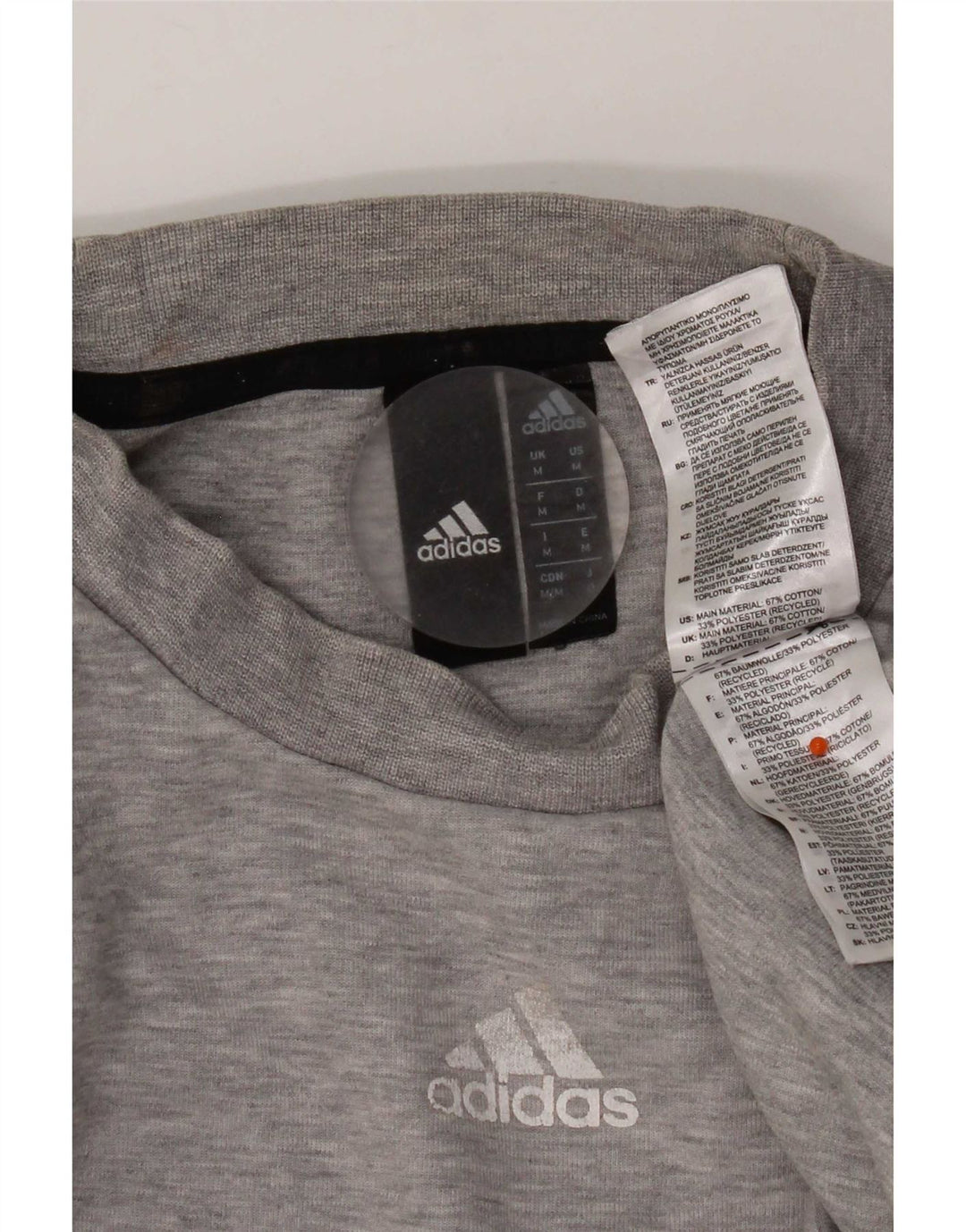 Adidas Mens Sweatshirt Jumper Medium Grey Cotton