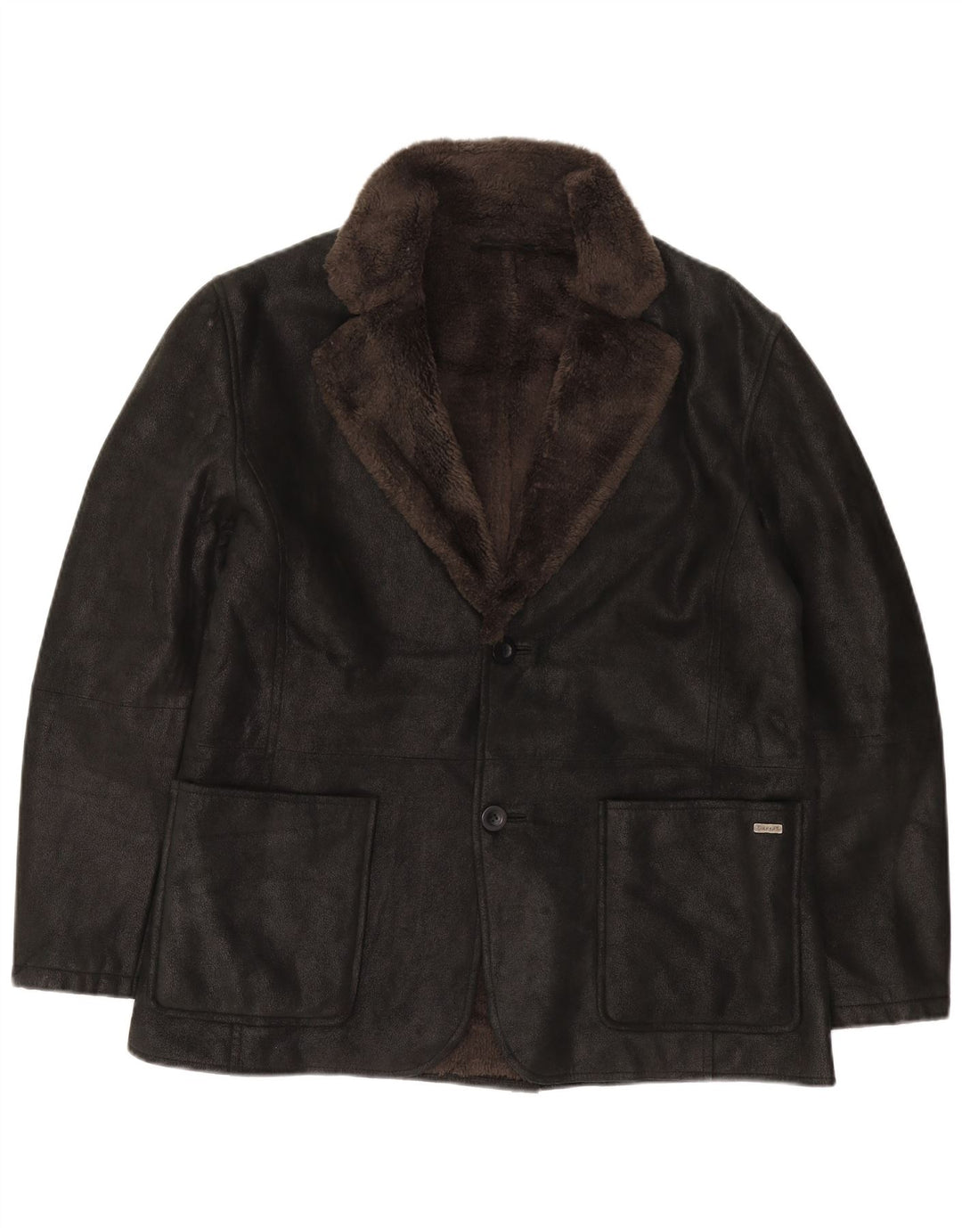 Pierre Cardin Herren-Sherpa-Blazer mit 2 Knöpfen, Gr. 40, Schwarz