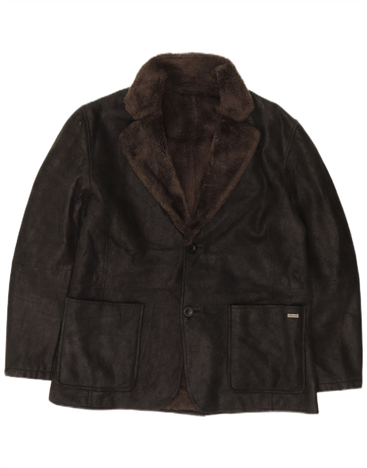 Pierre Cardin Herren-Sherpa-Blazer mit 2 Knöpfen, Gr. 40, Schwarz