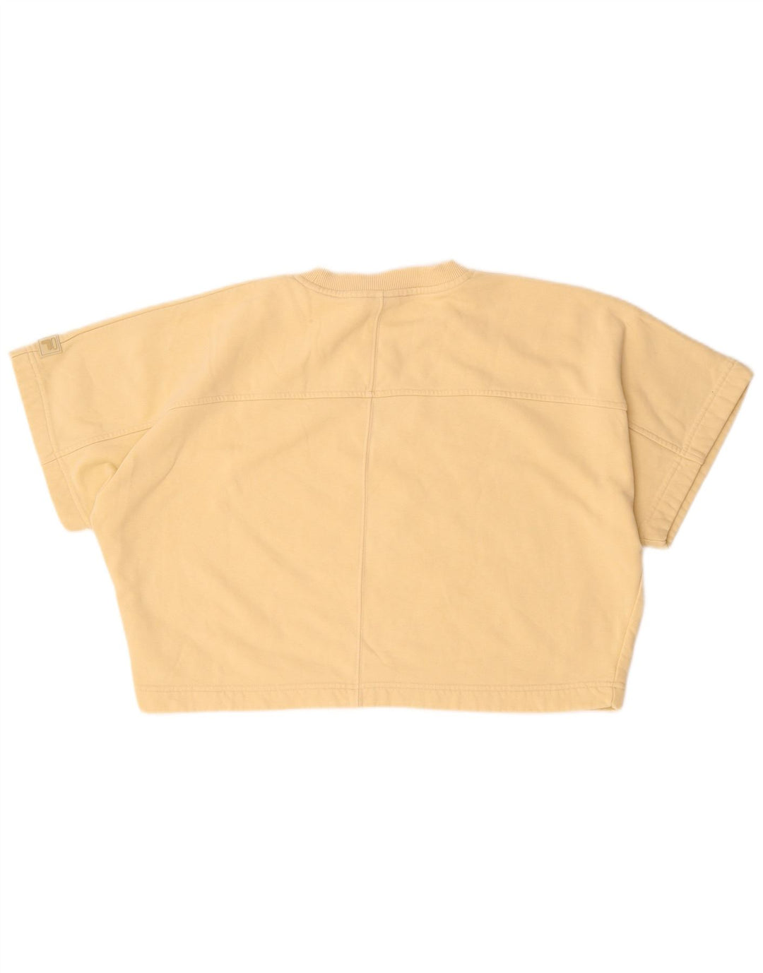 Fila Womens Crop Oversized T-Shirt Top UK 14 Medium Beige Cotton