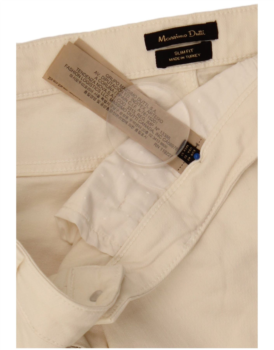 Massimo Dutti Womens Slim Jeans EU 42 Large W32 L30 Off White Cotton