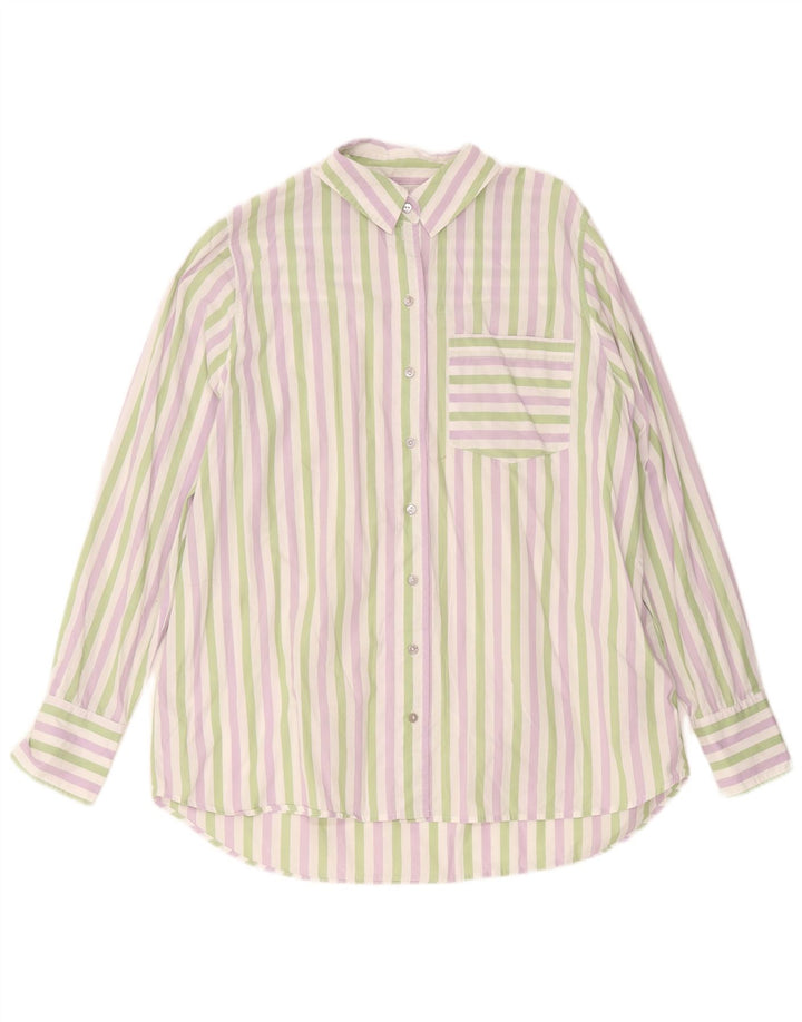 Nicole Farhi Womens Shirt UK 14 Medium Multicoloured Striped Cotton