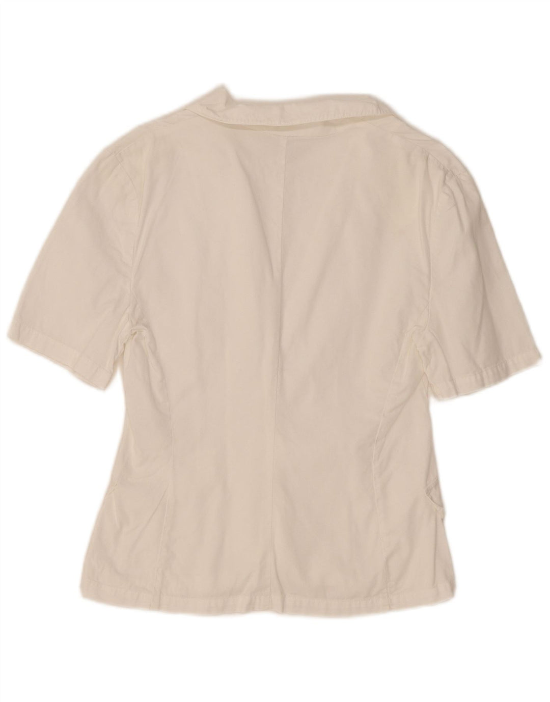 Benetton Womens Short Sleeve Cardigan Top IT 42 Medium White Cotton