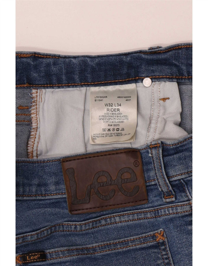 Lee Jean Slim Rider Distressed Homme W32 L31 Bleu Coton