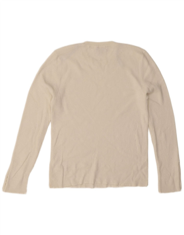 Marks & Spencer Top da donna a maniche lunghe UK 16 Large Bianco in viscosa