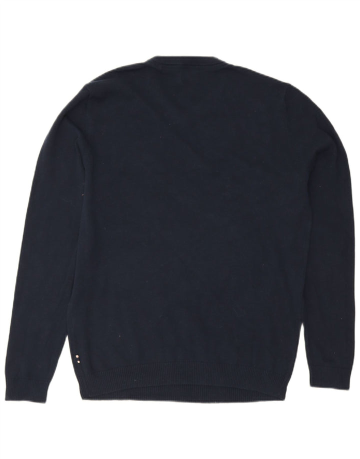 Jack & Jones Mens V-Neck Jumper Sweater Small Navy Blue Cotton