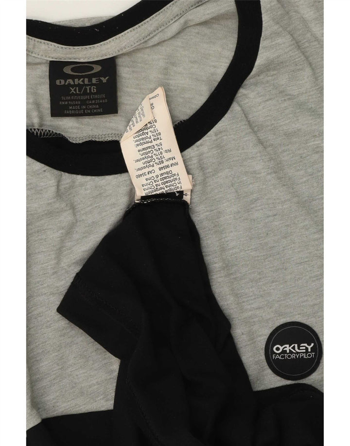 Oakley Mens T-Shirt Top XL Black Colourblock Polyester