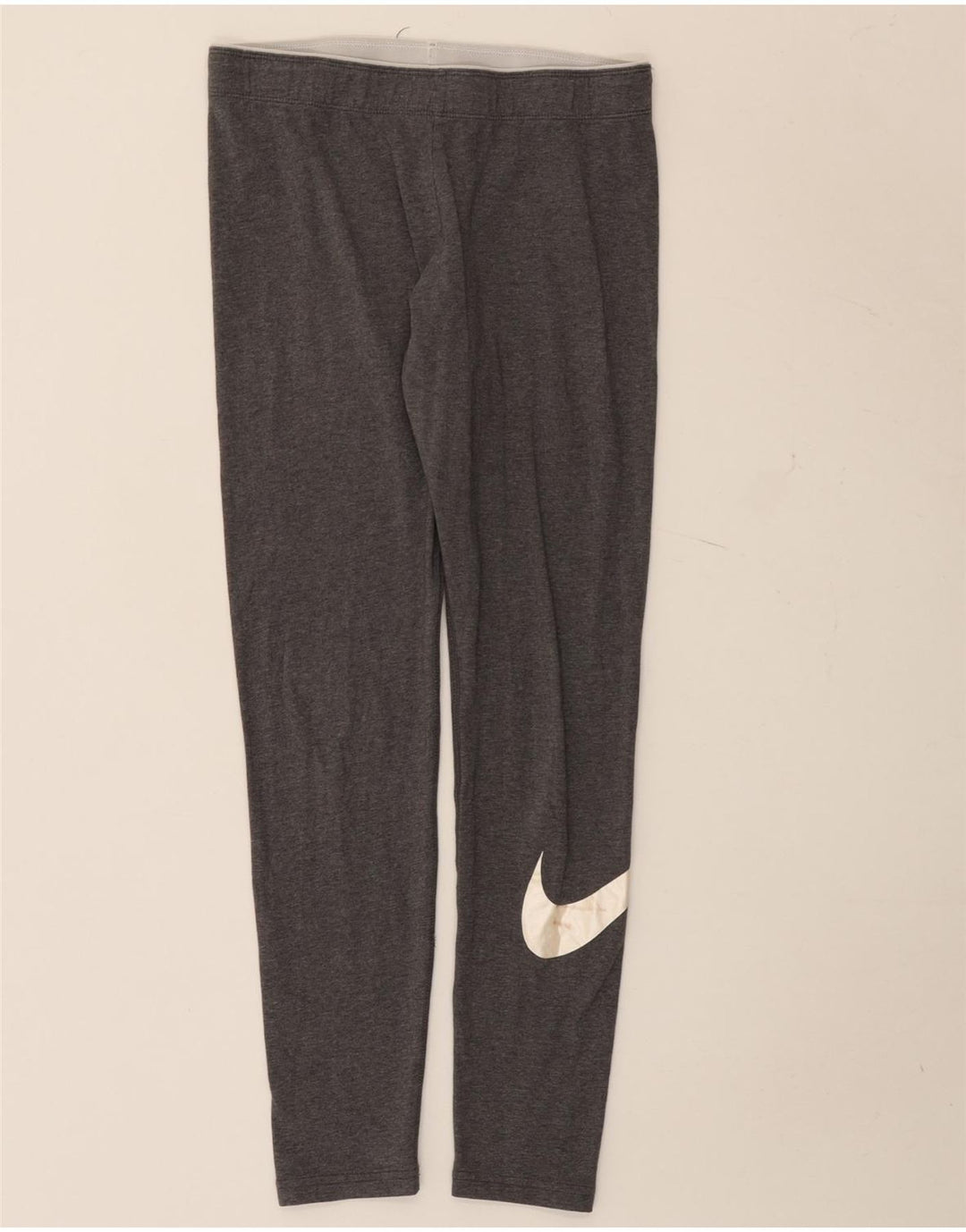 Nike Womens Graphic Leggings UK 12 Medium  Grey Flecked Cotton