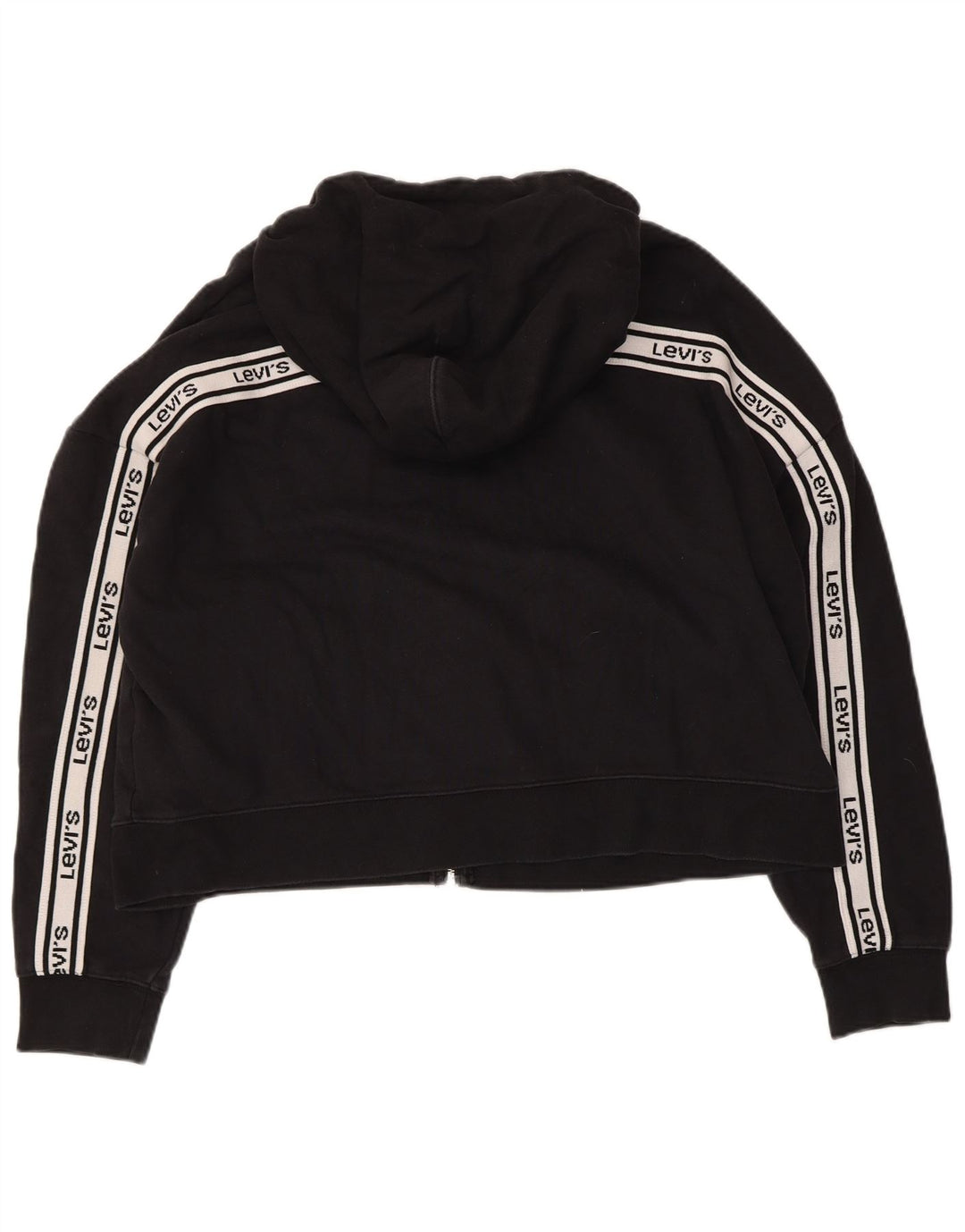 Levi's Womens Oversized Crop Zip Hoodie Sweater UK 16 Large Black