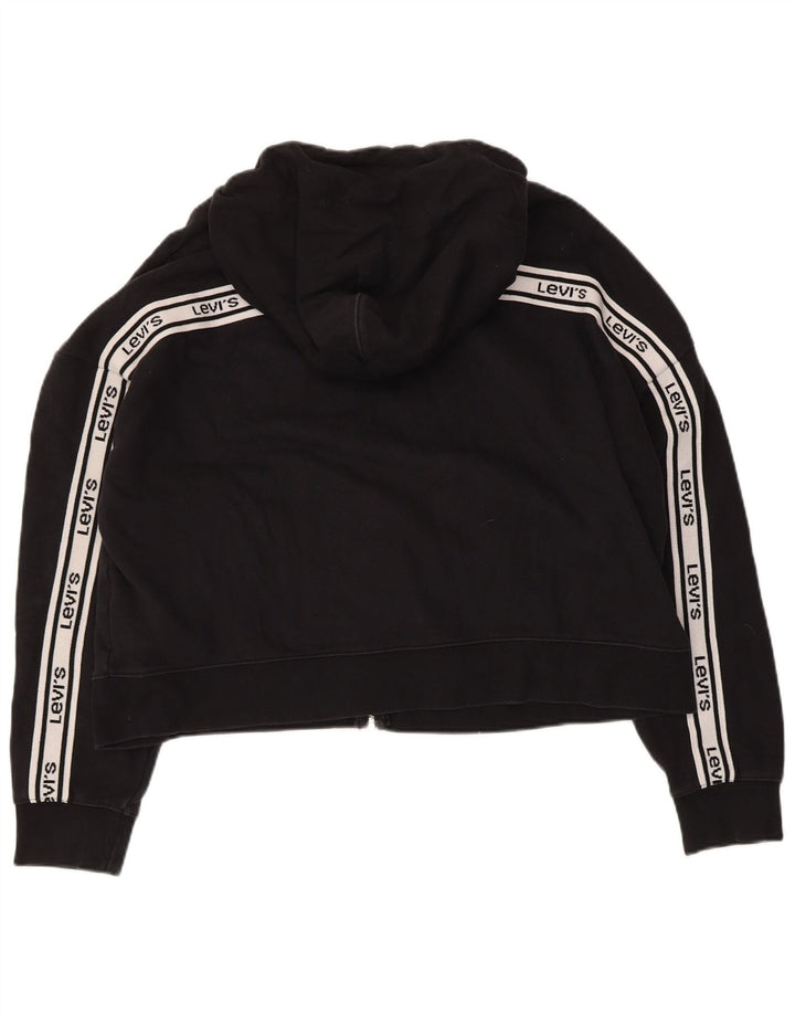 Levi's Womens Oversized Crop Zip Hoodie Sweater UK 16 Large Black
