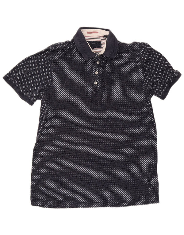 Polo da uomo Ted Baker taglia 3 media cotone maculato blu navy