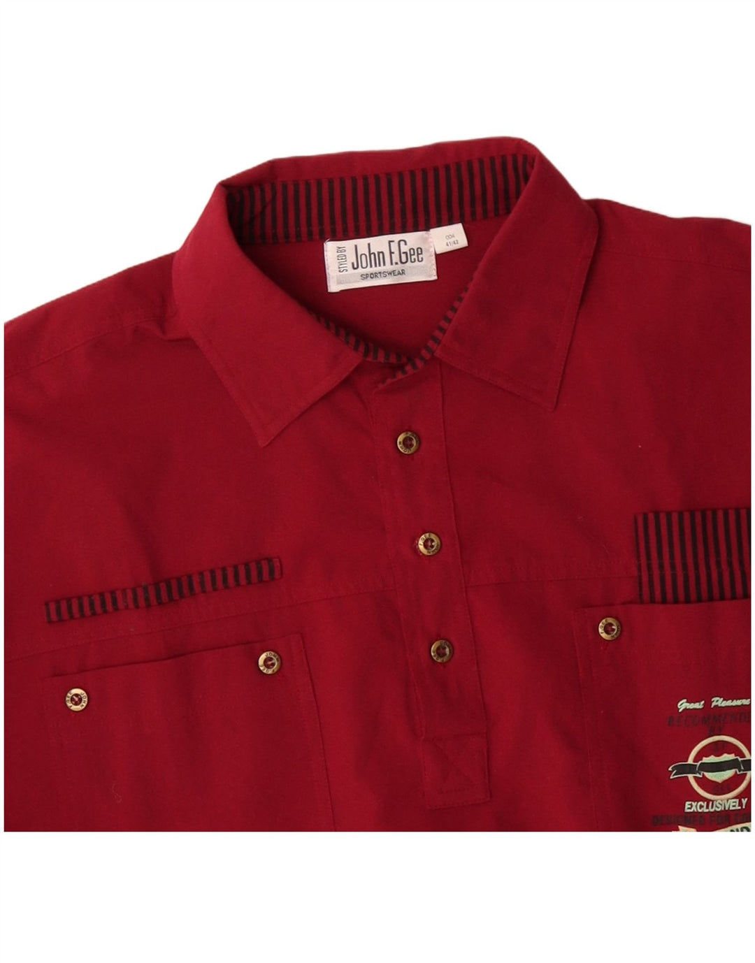 JOHN F GEE Mens Pullover Shirt Size 41/42 Large Red Polyester