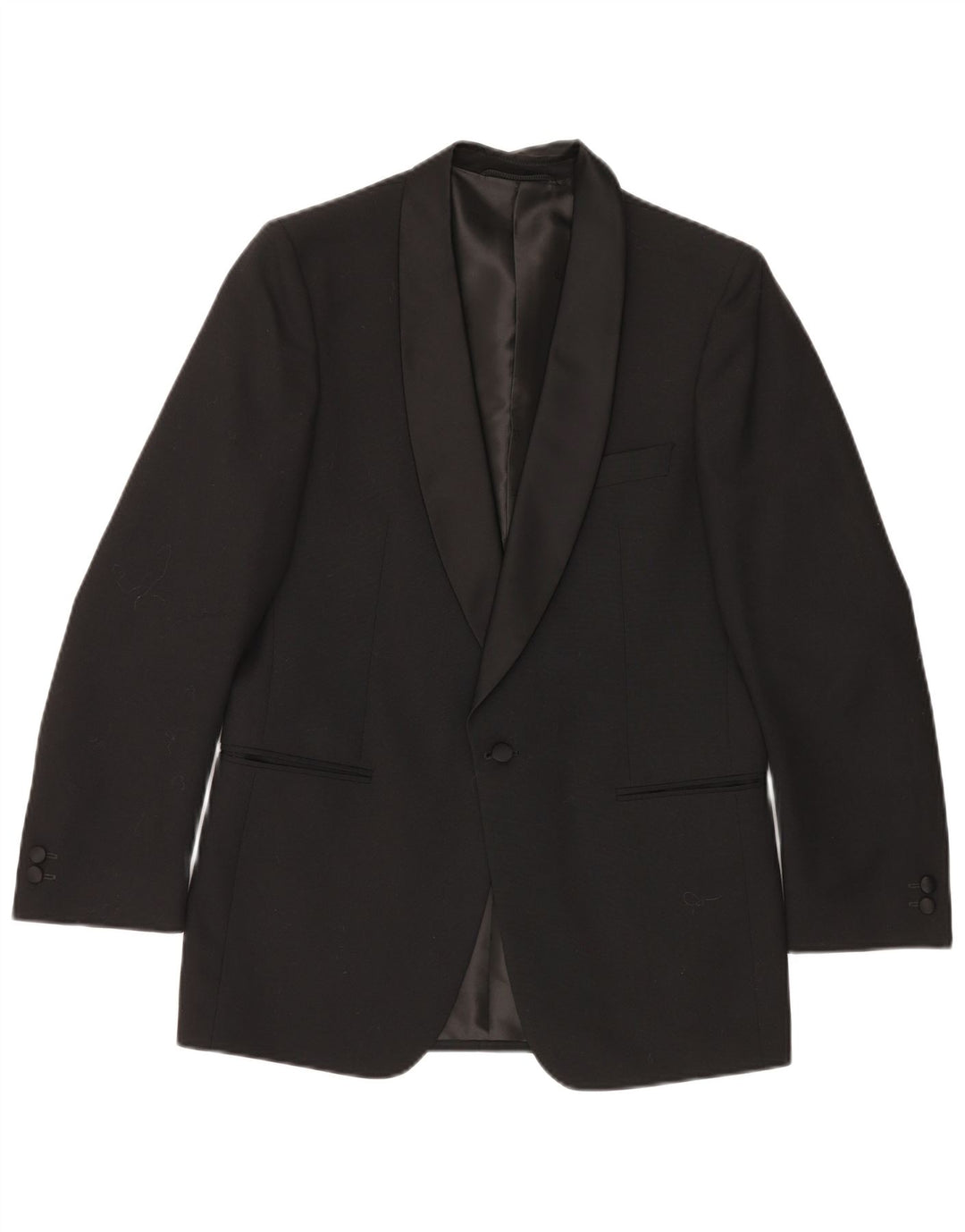 Vintage Mens 1 Button Blazer Jacket UK 38 Medium Black New Wool