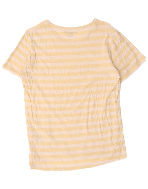 Jack & Jones Mens T-Shirt Top Medium Yellow Striped Cotton