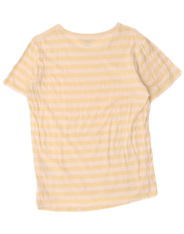 Jack & Jones Mens T-Shirt Top Medium Yellow Striped Cotton