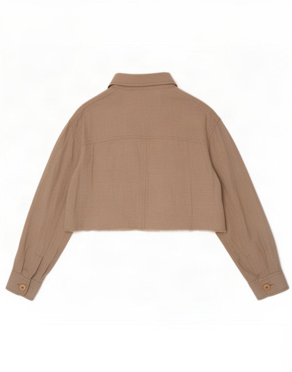 Camicia oversize corta da donna Zara UK 10 piccola in viscosa beige