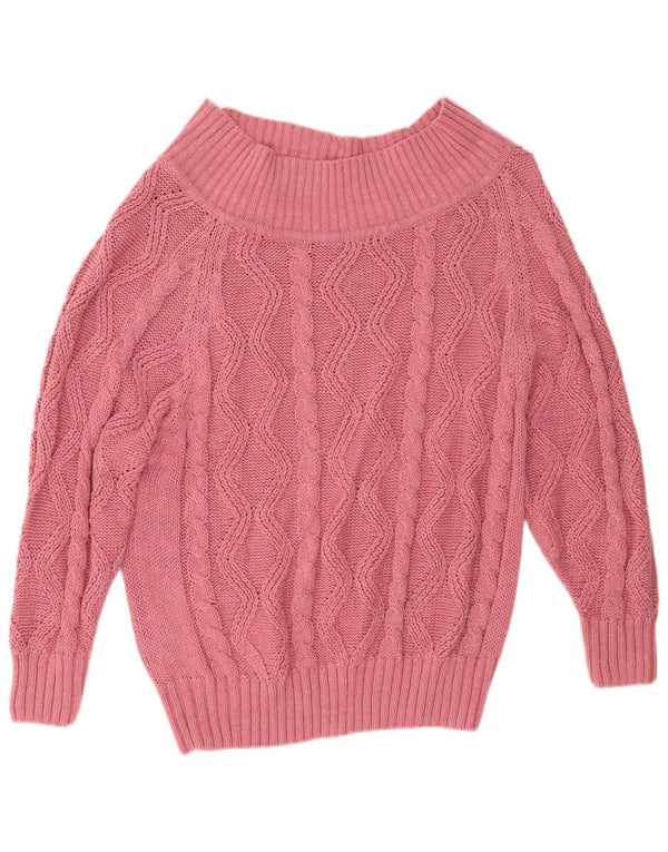 Maglione vintage da donna con scollo a barca IT 52 2XL Ramie rosa