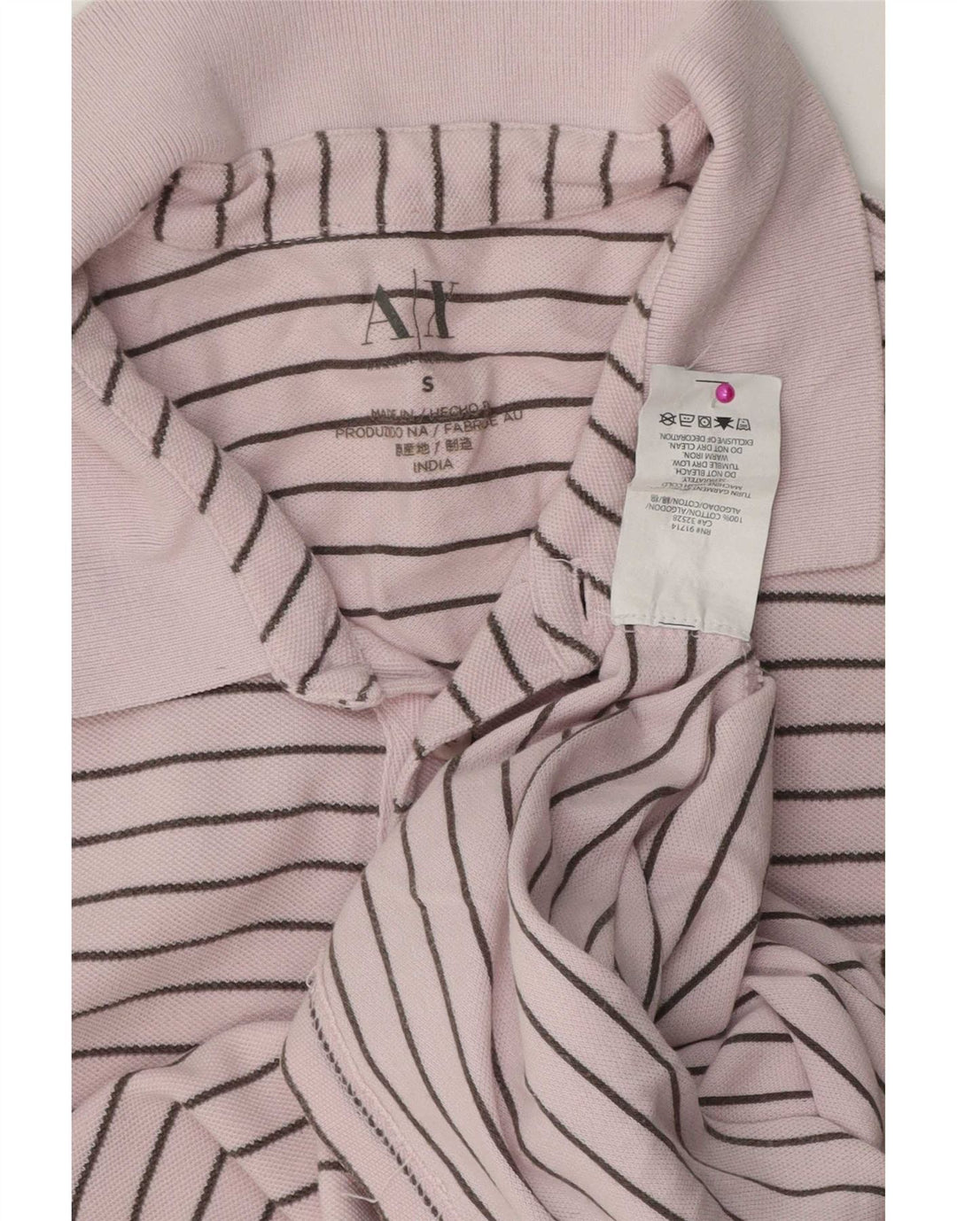 Armani Exchange Mens Polo Shirt Small Pink Striped Cotton