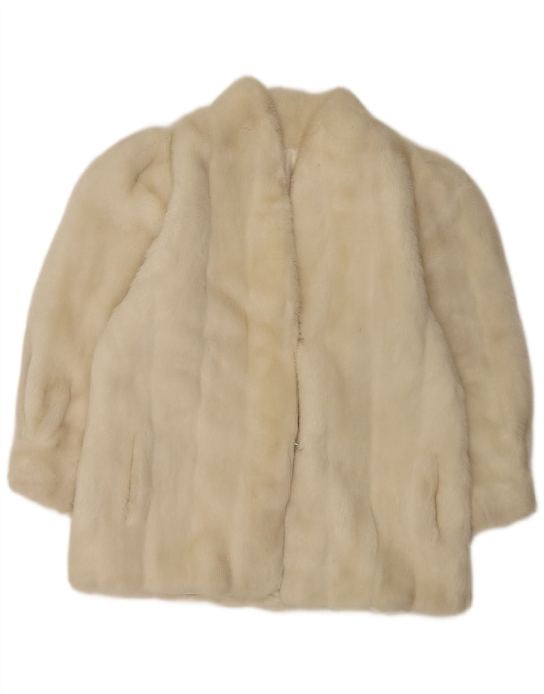 Giacca vintage da donna in pelliccia sintetica UK 12 microfibre bianche medie