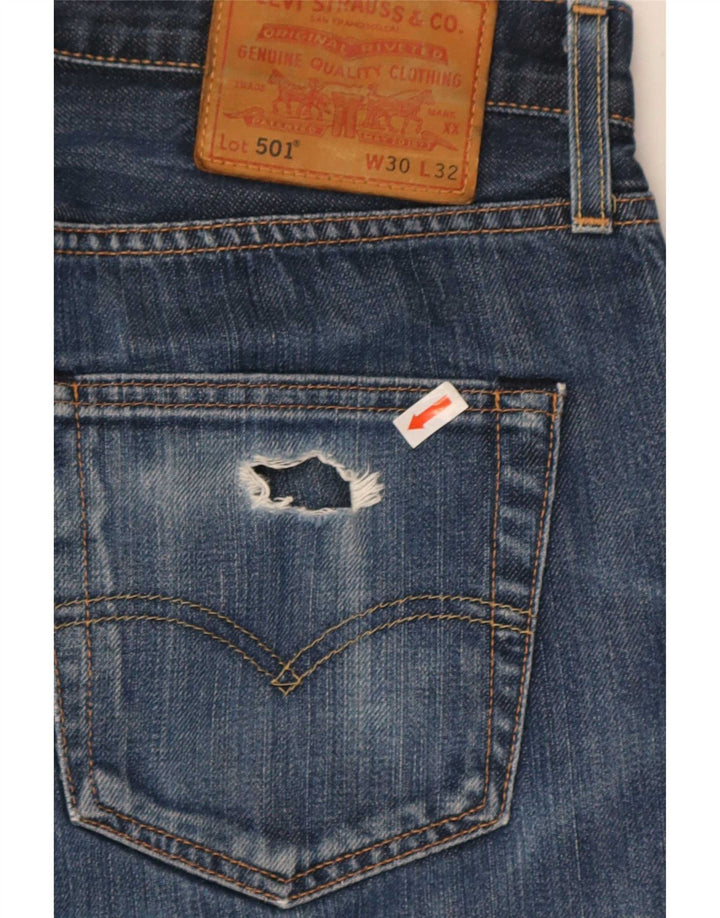 Levi's Mens 501 Straight Jeans W30 L32 Blue Cotton