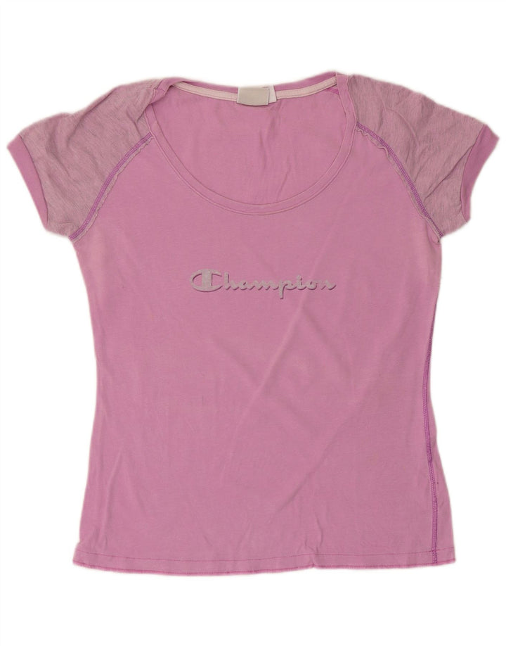 Champion Dame Grafisk T-Shirt Top UK 12 Medium Pink